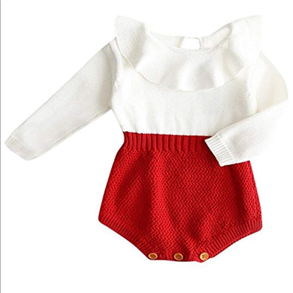 The NOELLE Baby Girl Knit Romper in Red